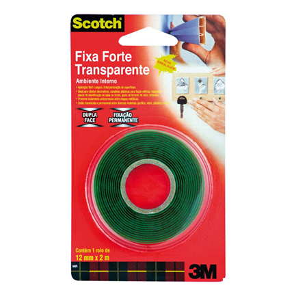 FITA DUPLA FACE FIXA FORTE TRANSP 12MMX2M - 3M