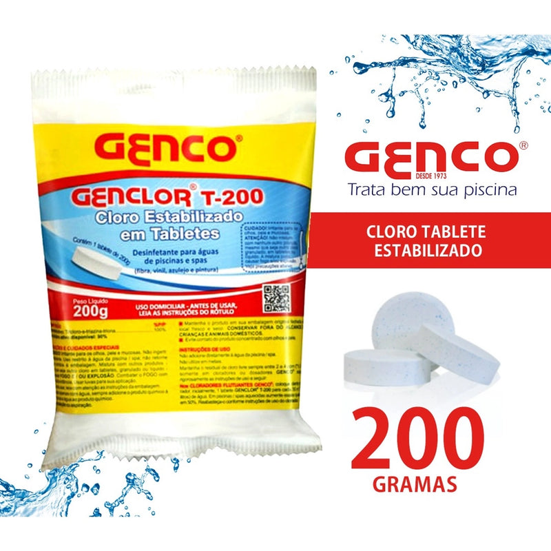 CLORO TABLETE TRADICIONAL ESTABILIZADO CONCENTRADO 200G GENCO (1 UND)