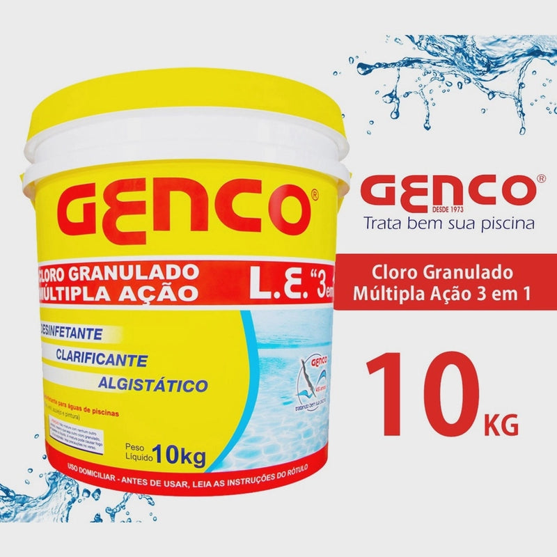 CLORO GRANULADO LE 3 EM 1 - 10KG - GENCO