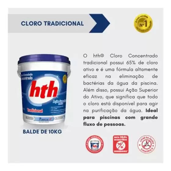 HTH PURIFICAR CLORO CONCENTRADO HIPOCLORITO PARA PISCINA 10 kg