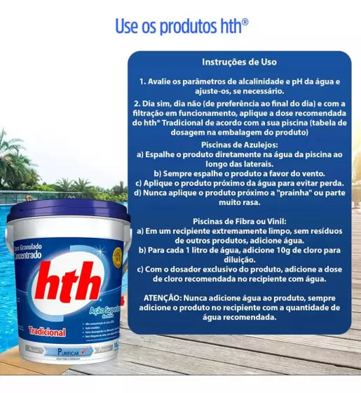 HTH PURIFICAR CLORO CONCENTRADO HIPOCLORITO PARA PISCINA 10 kg